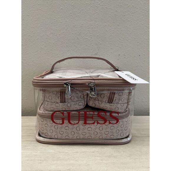 Guess V7200494 Light Rose Multi 4-Piece Cosmetic Junction Travel Set Bag - Picture 1 of 7